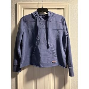 Vineyard Vines Womens Hoodie Sweatshirt M Blue Gingham Lined Kangaroo Pocket